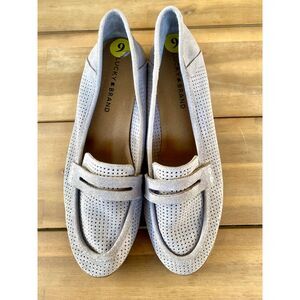 Lucky Brand Suede Gray Caylon Perforated Loafers - Womens Size 9
